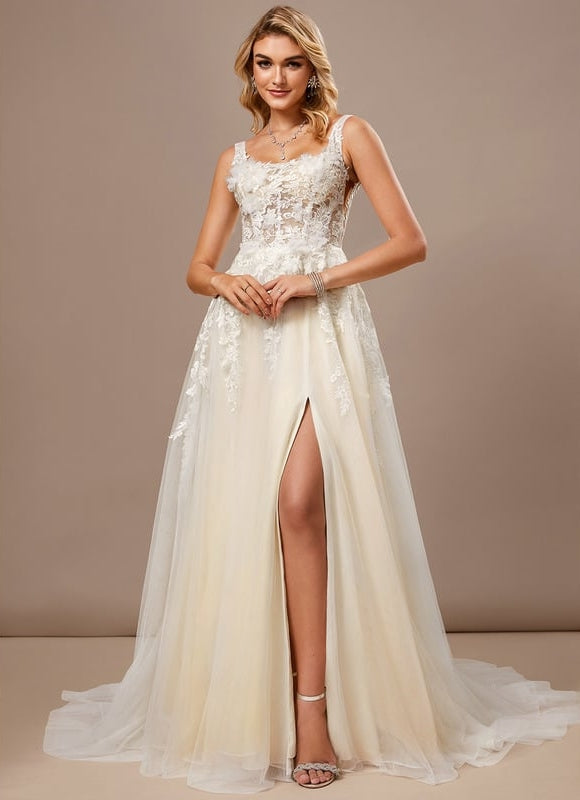 Robe de Soirée Tulle Écrue
