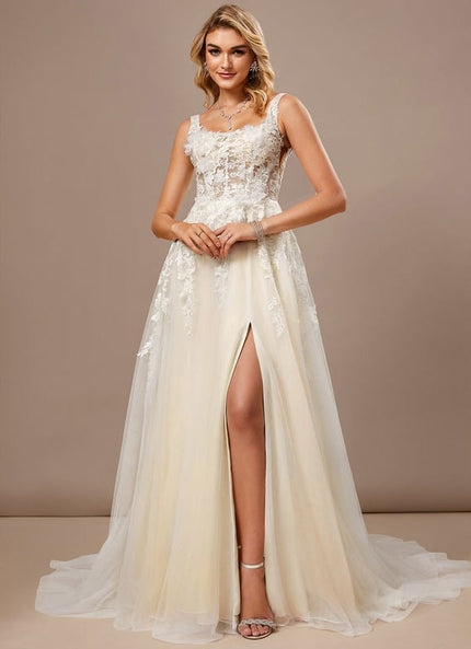 Robe de Soirée Tulle Écrue