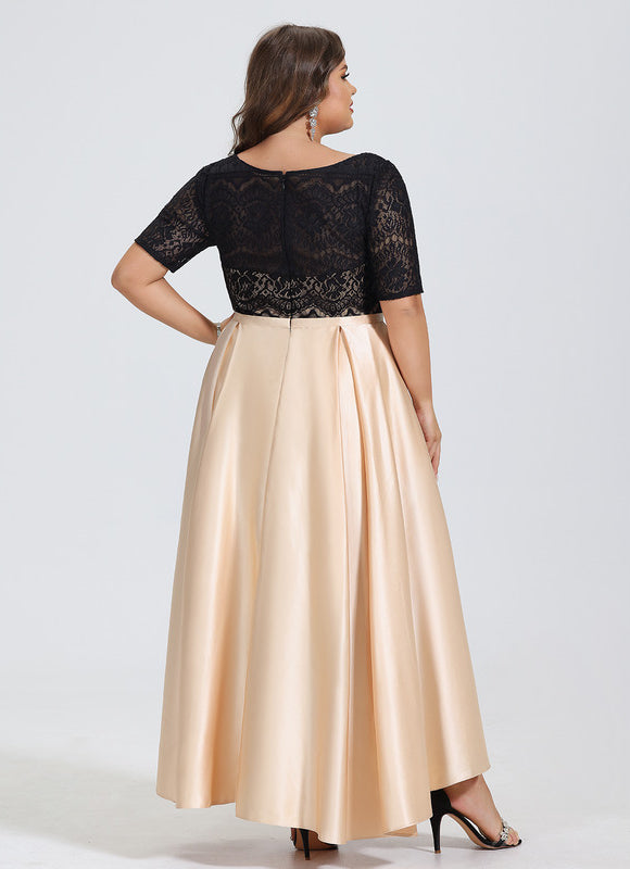 Robe de Soirée Satin Noir Doré - gallery 6