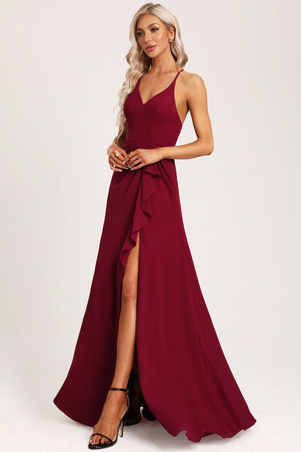Robe de Soirée Mousseline Beige - gallery 6