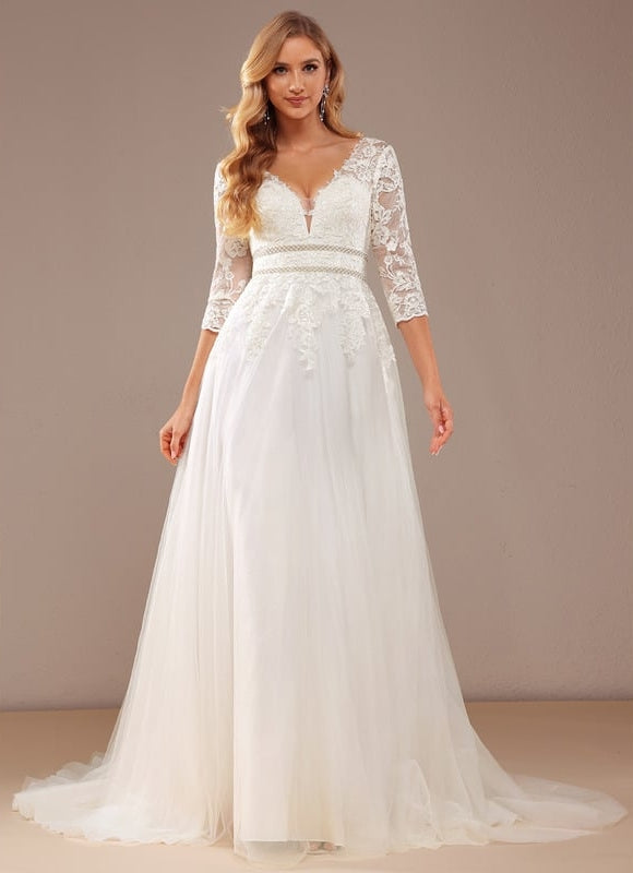 Robe De Soirée Longue Manche Bouffante - gallery 4