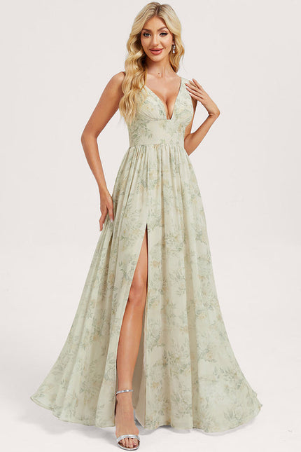 Robe de Soirée Mousseline Beige - gallery 1
