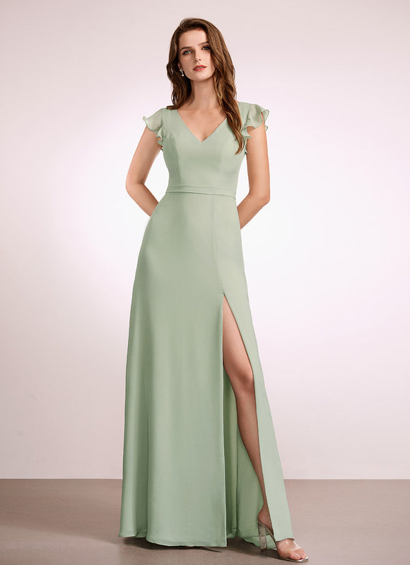 Robe de Soirée Mousseline Beige