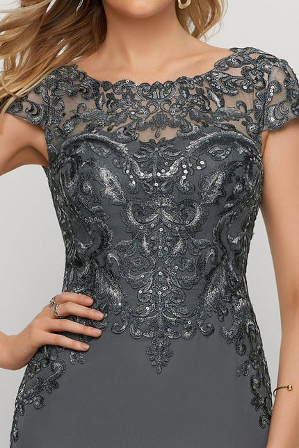 Robe de Soirée Satin Gris Perle - gallery 5