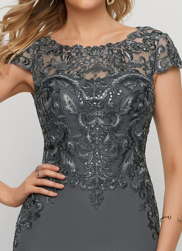 Robe de Soirée Satin Gris Perle - gallery 5