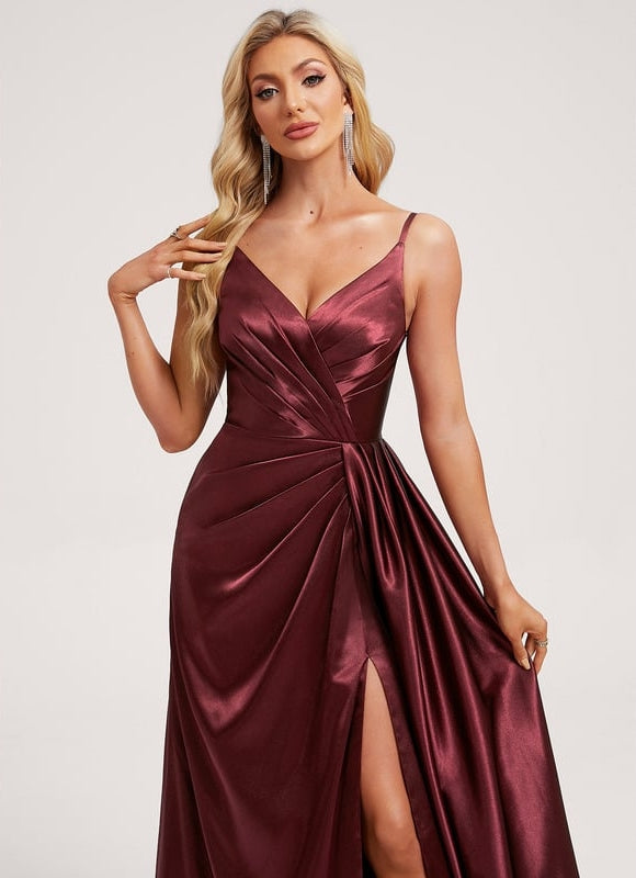 Robe de Soirée Satin Vert Pâle - gallery 3