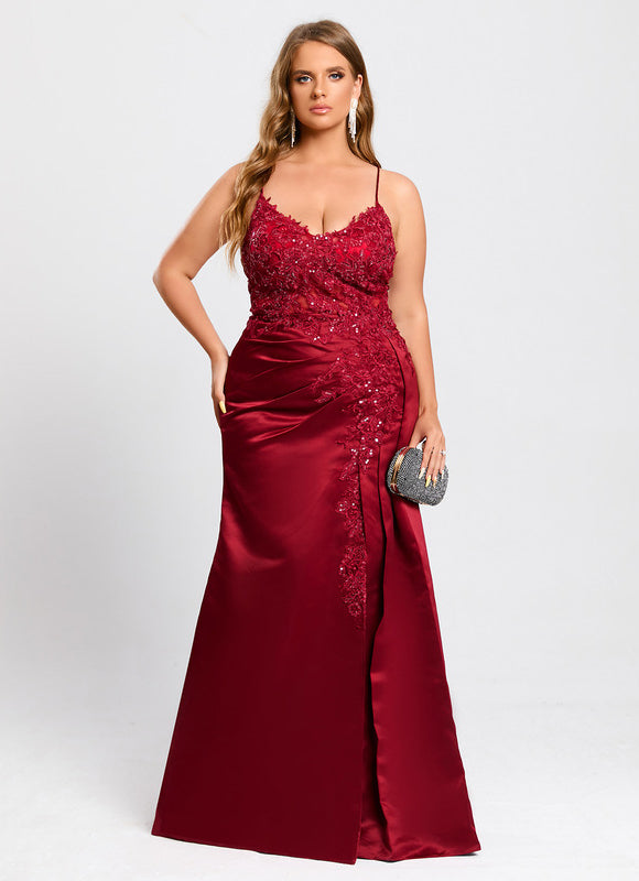Robe de Soirée Satin Rubis Élancé - gallery 9