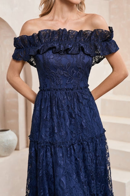 Robe de Soirée Dentelle Marine - gallery 6
