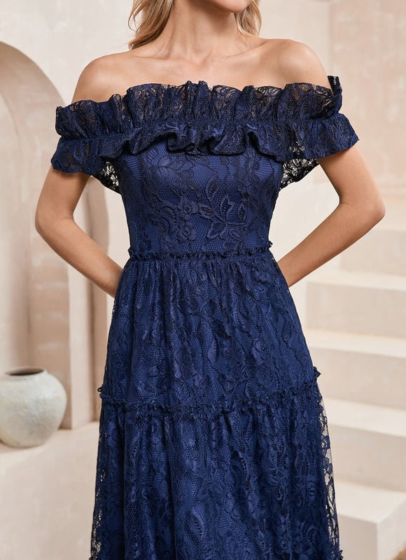 Robe de Soirée Dentelle Marine - gallery 6