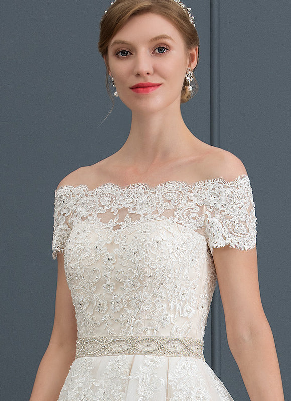 Robe de Soirée Longue Blanche Princess Épaules Dénudées - gallery 1