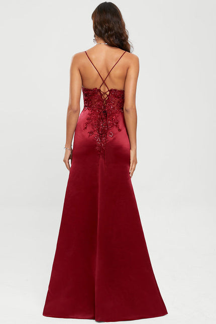 Robe de Soirée Satin Rubis Élancé - gallery 4