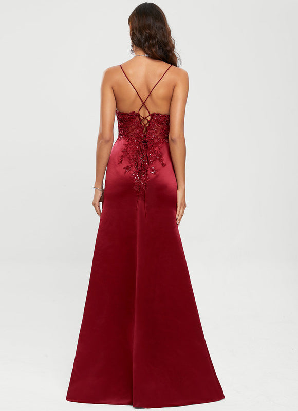 Robe de Soirée Satin Rubis Élancé - gallery 4