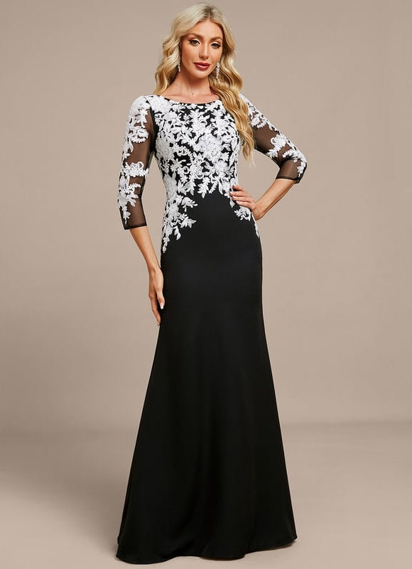 Robe De Soirée Col Bateau Dentelle - gallery 5