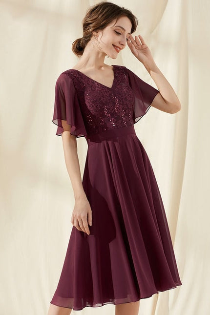 Robe de Soirée Velours Bourgogne Chic - gallery 3