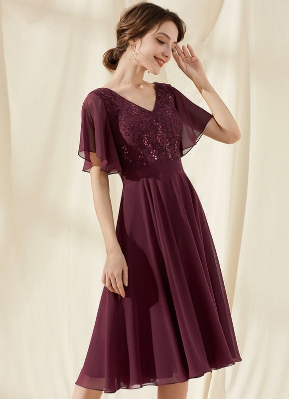 Robe de Soirée Velours Bourgogne Chic - gallery 3