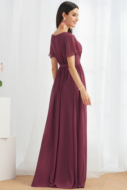 Robe de Soirée Mousseline Beige - gallery 1