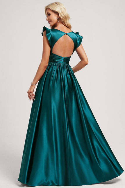 Robe de Soirée Satin Vert Pâle - gallery 5