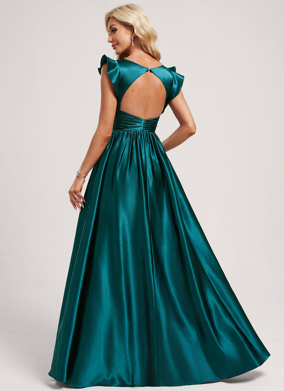 Robe de Soirée Satin Vert Pâle - gallery 5