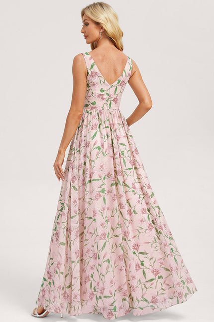 Robe de Soirée Mousseline Beige - gallery 4