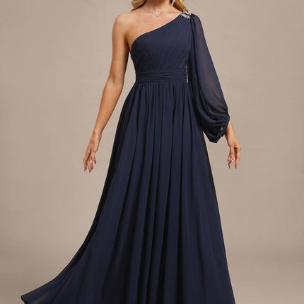 Robe de Soirée Mousseline Asymétrique