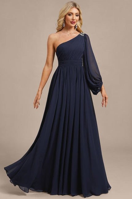 Robe de Soirée Mousseline Asymétrique