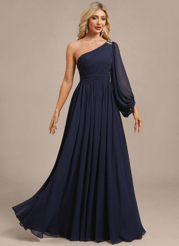 Robe de Soirée Mousseline Asymétrique