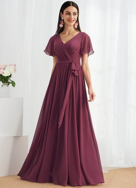 Robe de Soirée Mousseline Beige - gallery 5