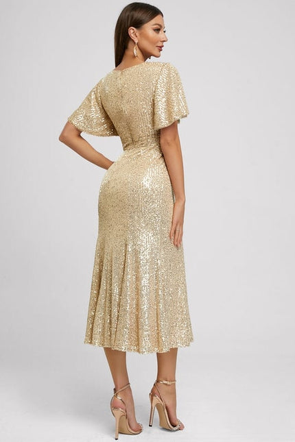 Robe de Soirée Pailletée Dorée - gallery 2