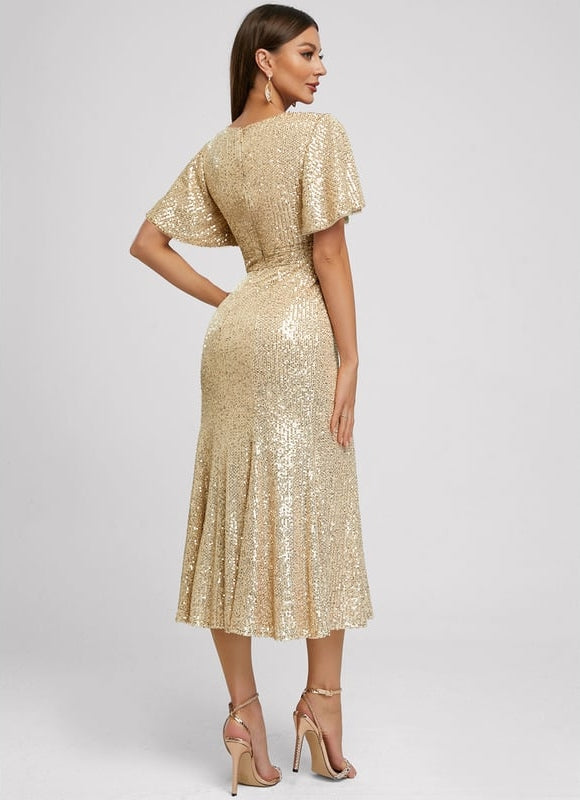 Robe de Soirée Pailletée Dorée - gallery 2