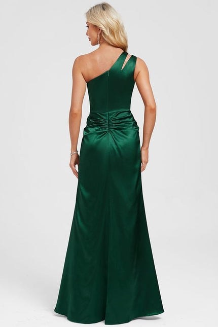 Robe De Soirée Satin Vert - gallery 2