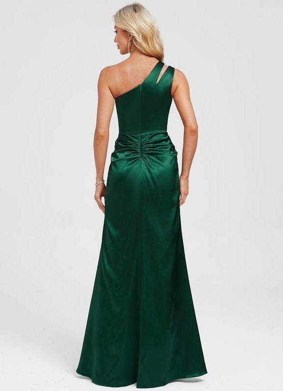 Robe De Soirée Satin Vert - gallery 2
