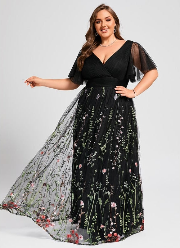 Robe de Soirée Floral Éclat Noir - gallery 7