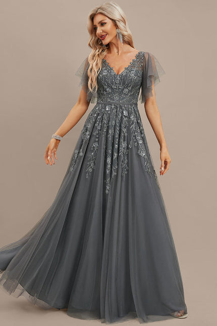 Robe de Soirée Tulle Grise - gallery 2