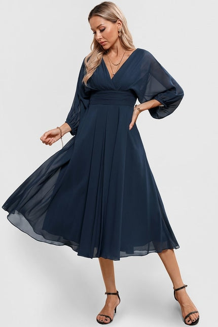 Robe de Soirée Florale Marine - gallery 1