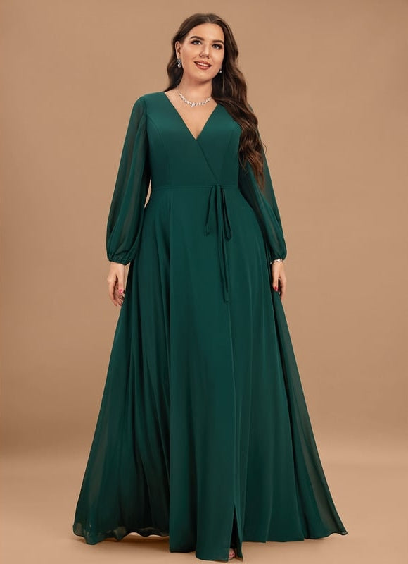 Robe de Soirée Mousseline Beige - gallery 5