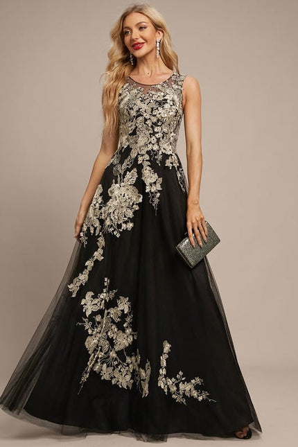 Robe de Soirée Tulle Noir Étoilé - gallery 6