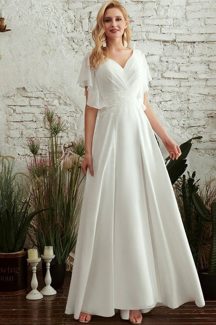 Robe de Soirée Vaporeuse Écrue