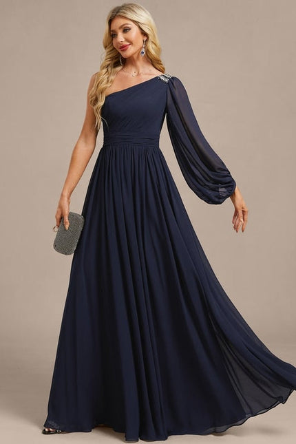 Robe de Soirée Mousseline Asymétrique - gallery 4