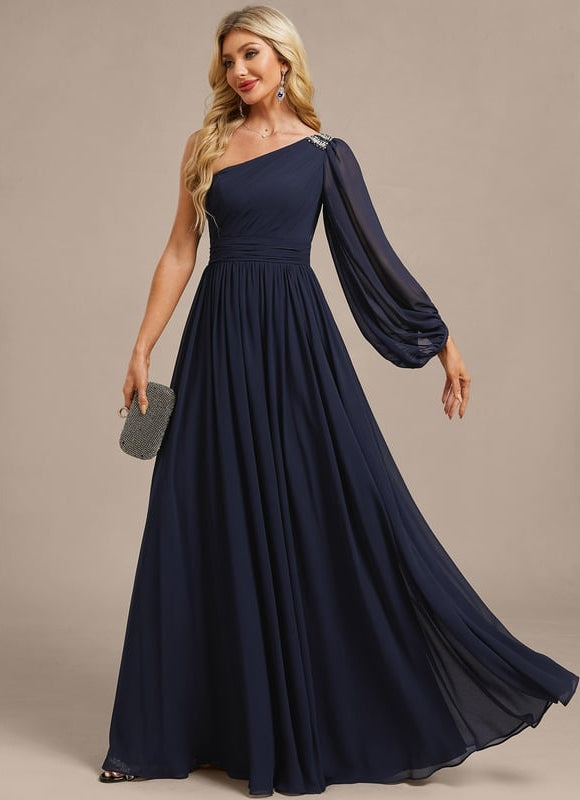 Robe de Soirée Mousseline Asymétrique - gallery 4