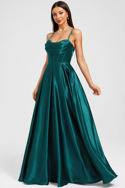 Robe de Soirée Satin Émeraude - gallery 4