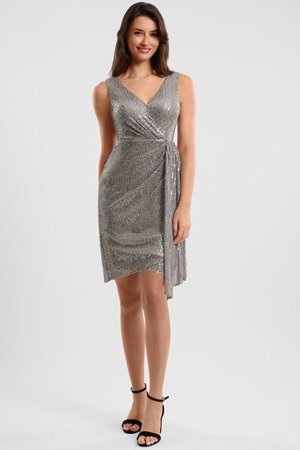 Robe de Soirée Pailletée Argentée - gallery 1