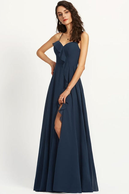 Robe de Soirée Mousseline Beige - gallery 2