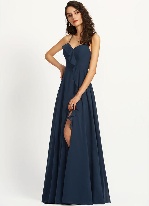 Robe de Soirée Mousseline Beige - gallery 2