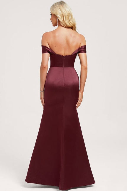 Robe de Soirée Satin Bourgogne - gallery 4