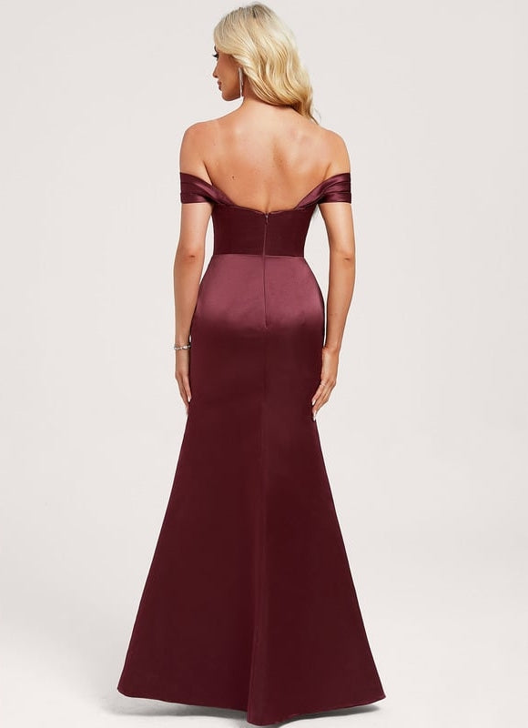 Robe de Soirée Satin Bourgogne - gallery 4