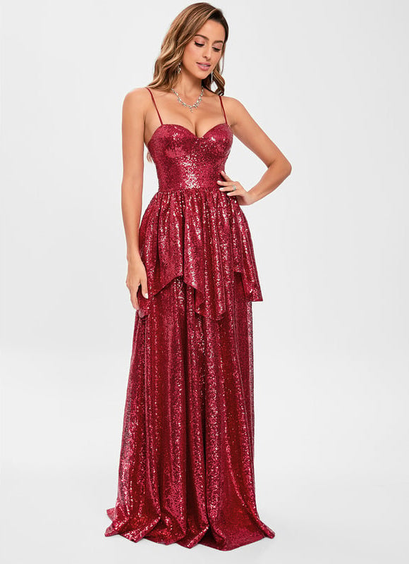Robe de Soirée Rubis Pailletée - gallery 2