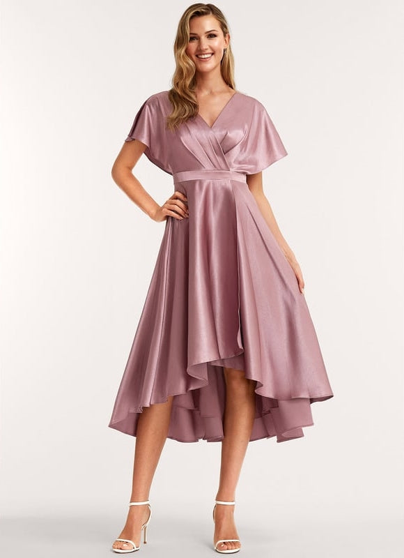 Robe de Soirée Satinée Rose Poudré