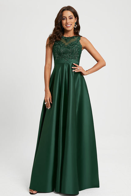 Robe de Soirée Élégance Satinée Émeraude
