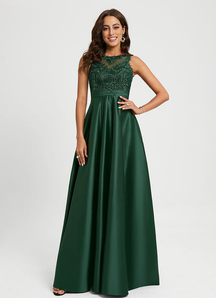 Robe de Soirée Élégance Satinée Émeraude
