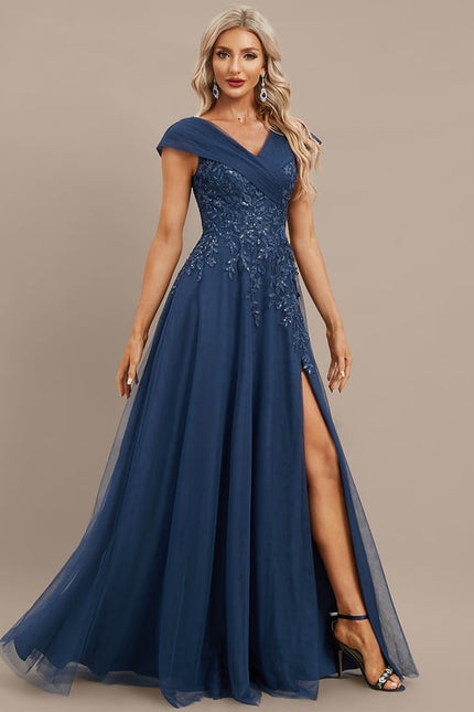 Robe de Soirée Bleu Élégant Tulle - gallery 4